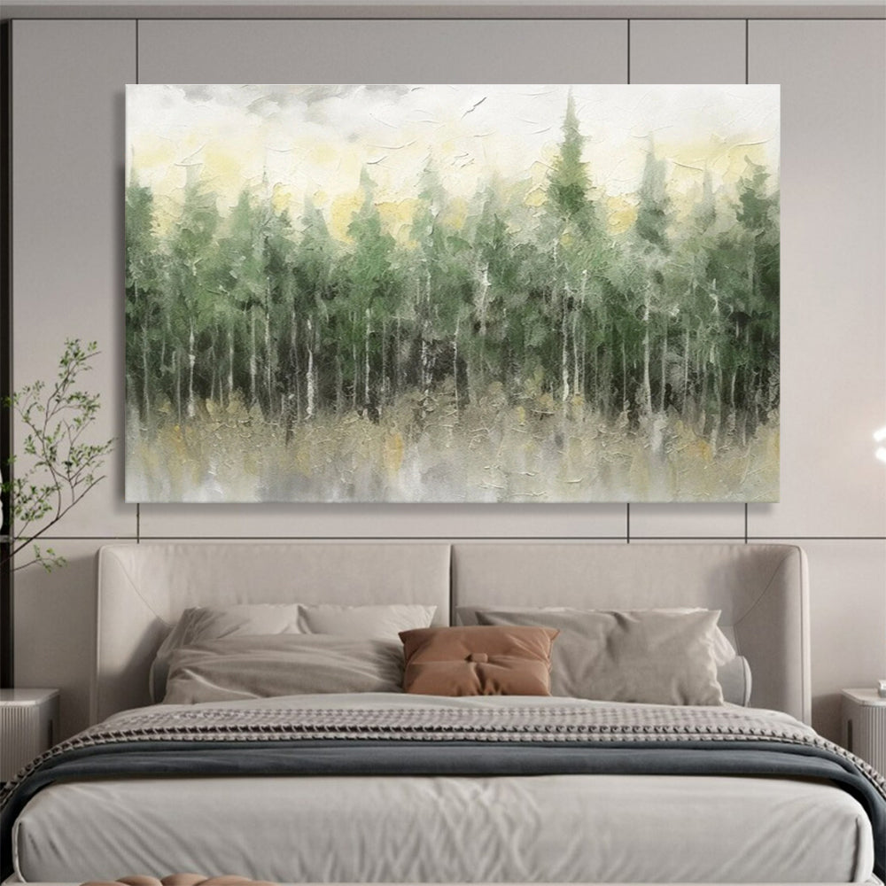 Green Grey Forest Mist Abstract Painting THY064