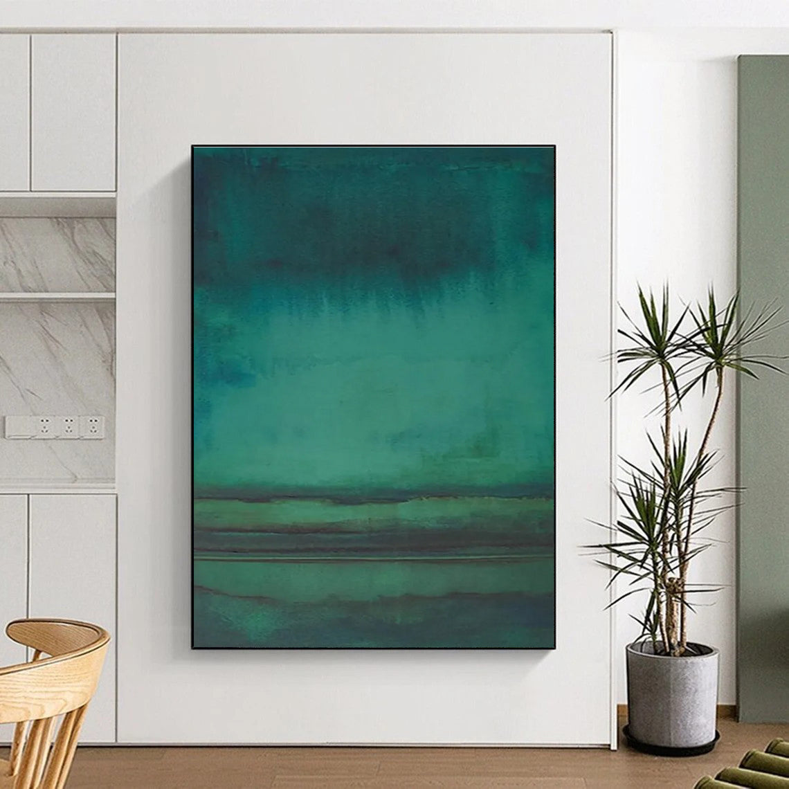 Teal Gradient Abstract Painting with Subtle Layers ADGE473