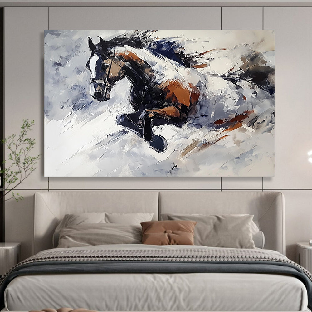 Galloping Horse Abstract Painting with Dynamic Brushstrokes DYP595