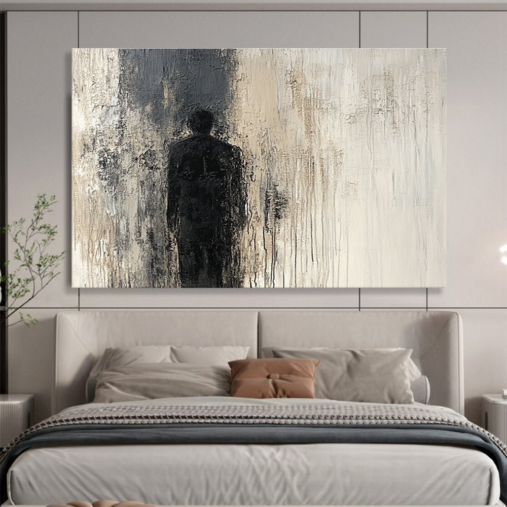 Black Silhouette Abstract Painting with Textured Background DYP212