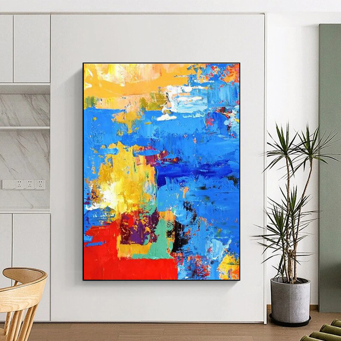 Bold Color Block Abstract Painting with Striking Hues ADGE421