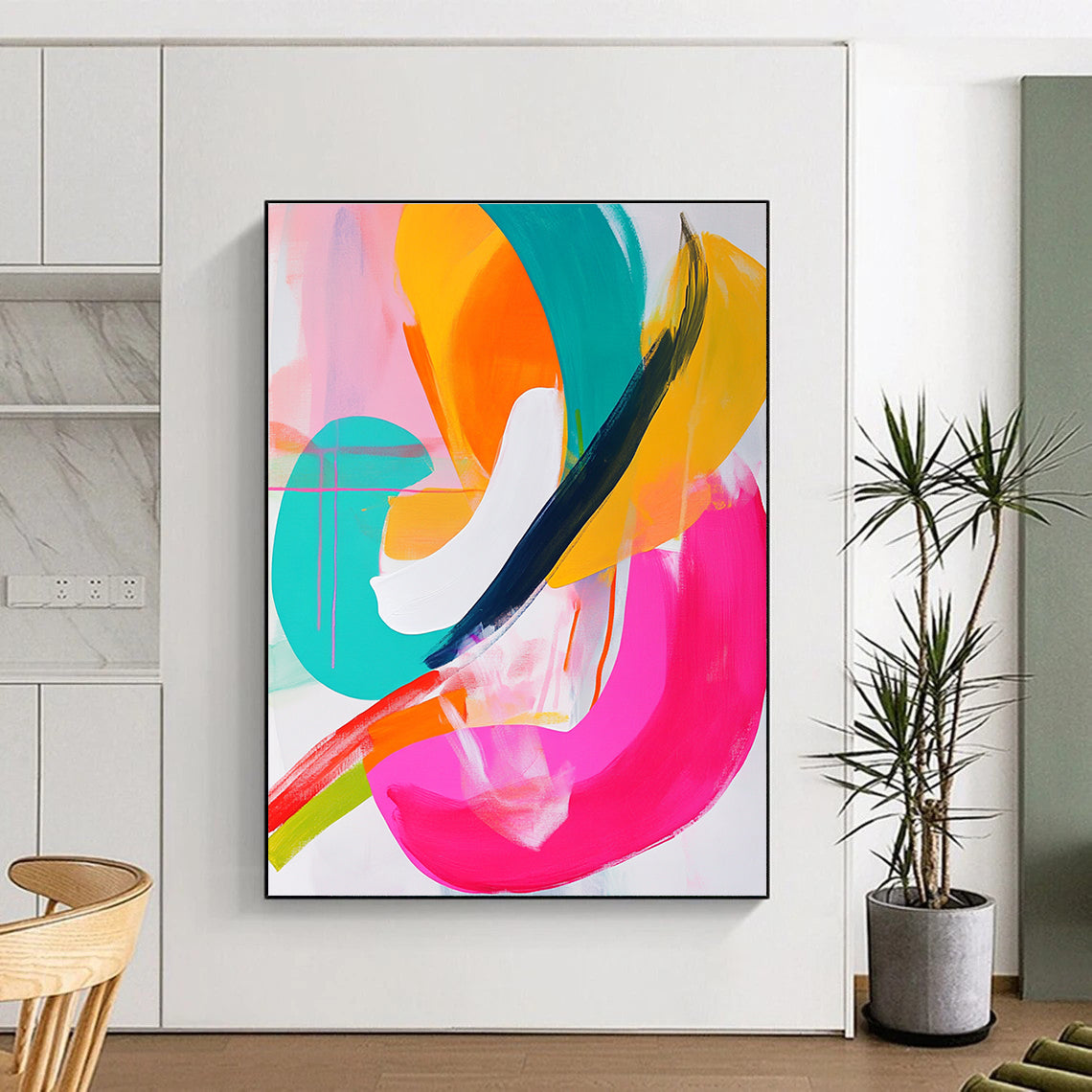 Colorful Curves Abstract Painting with Vivid Shapes GER731