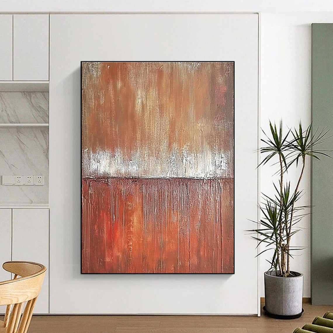 Brown White Textured Abstract Painting with Earthy Tones GER029