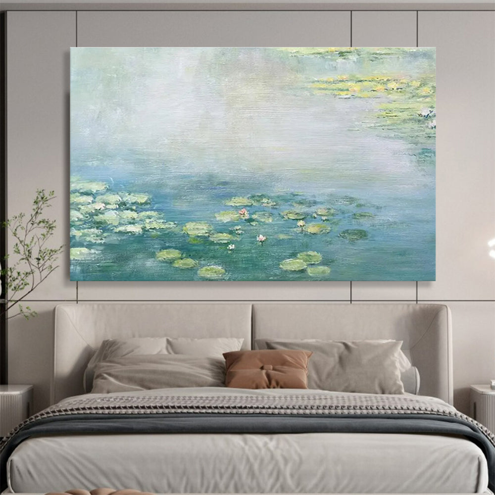 Water Lily Pond Abstract Painting with Soft, Serene Colors THY391