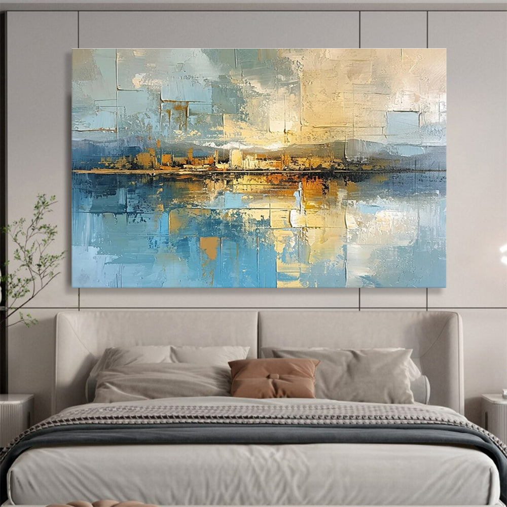 Blue Toned Cityscape Abstract Painting THY049