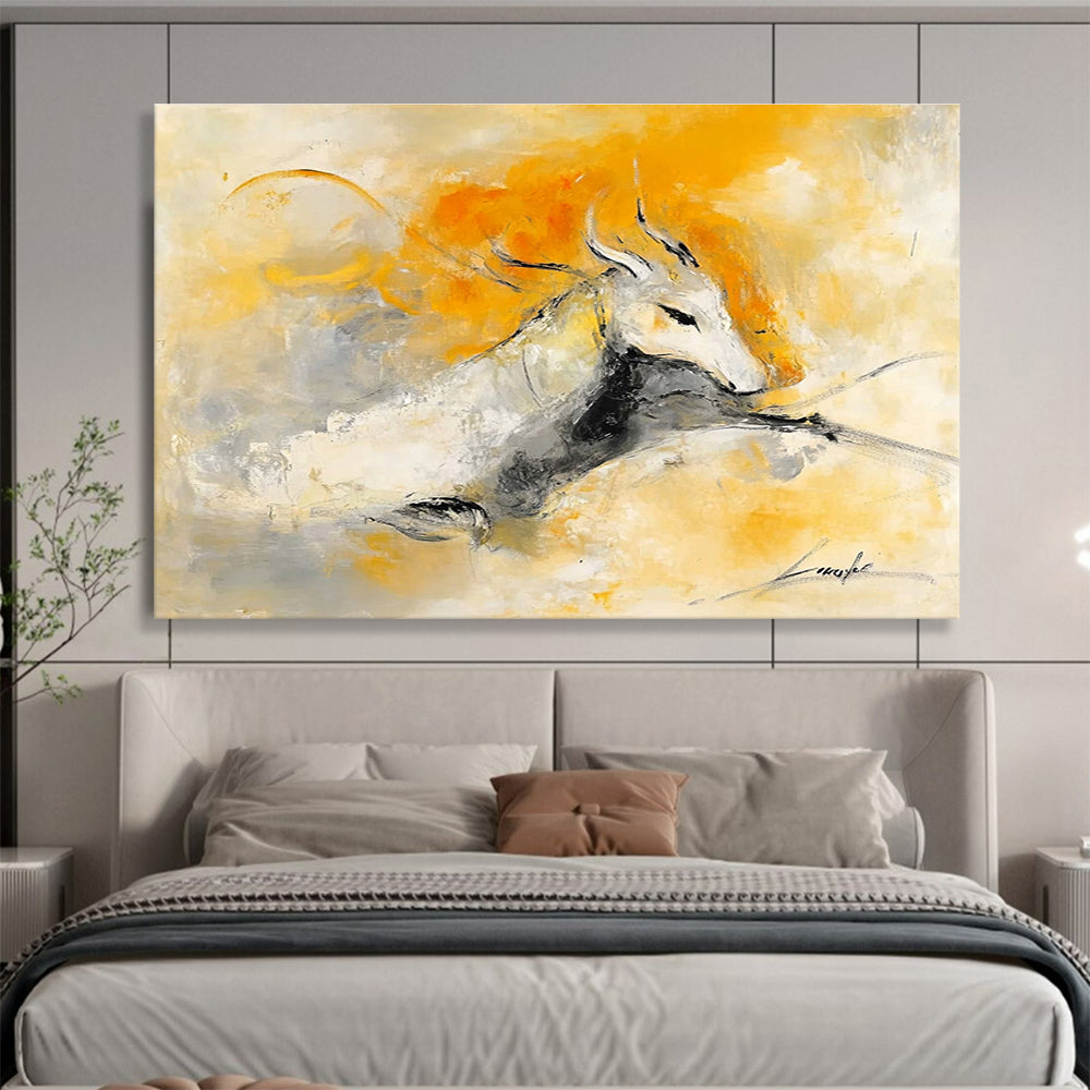 Mythical Creature Abstract Painting with Yellow and Gray DYP499