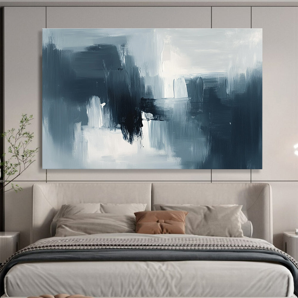 Gray and Black Abstract Painting with Layered Brushstrokes DYP391