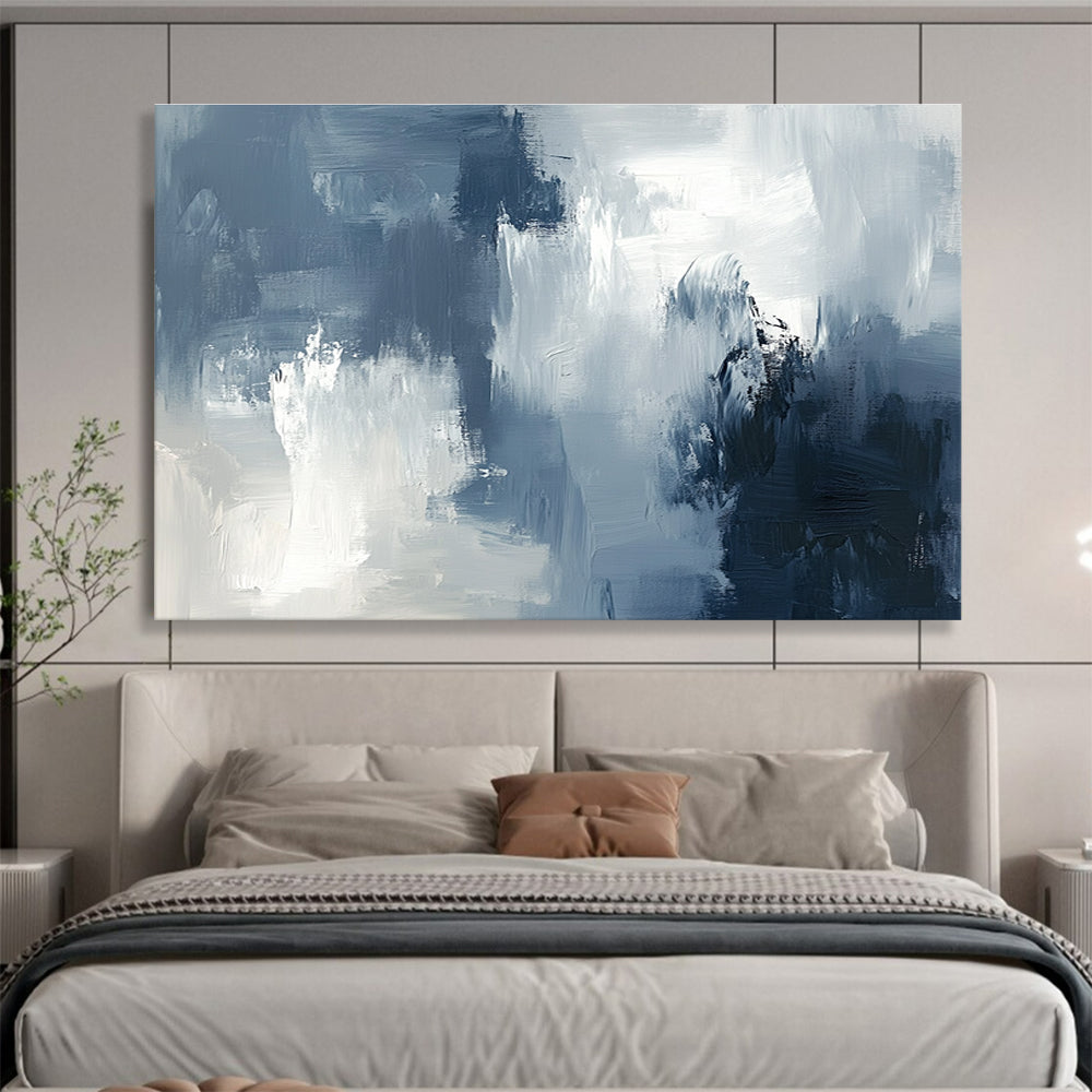 Grey and White Abstract Painting with Textured Surfaces DYP209