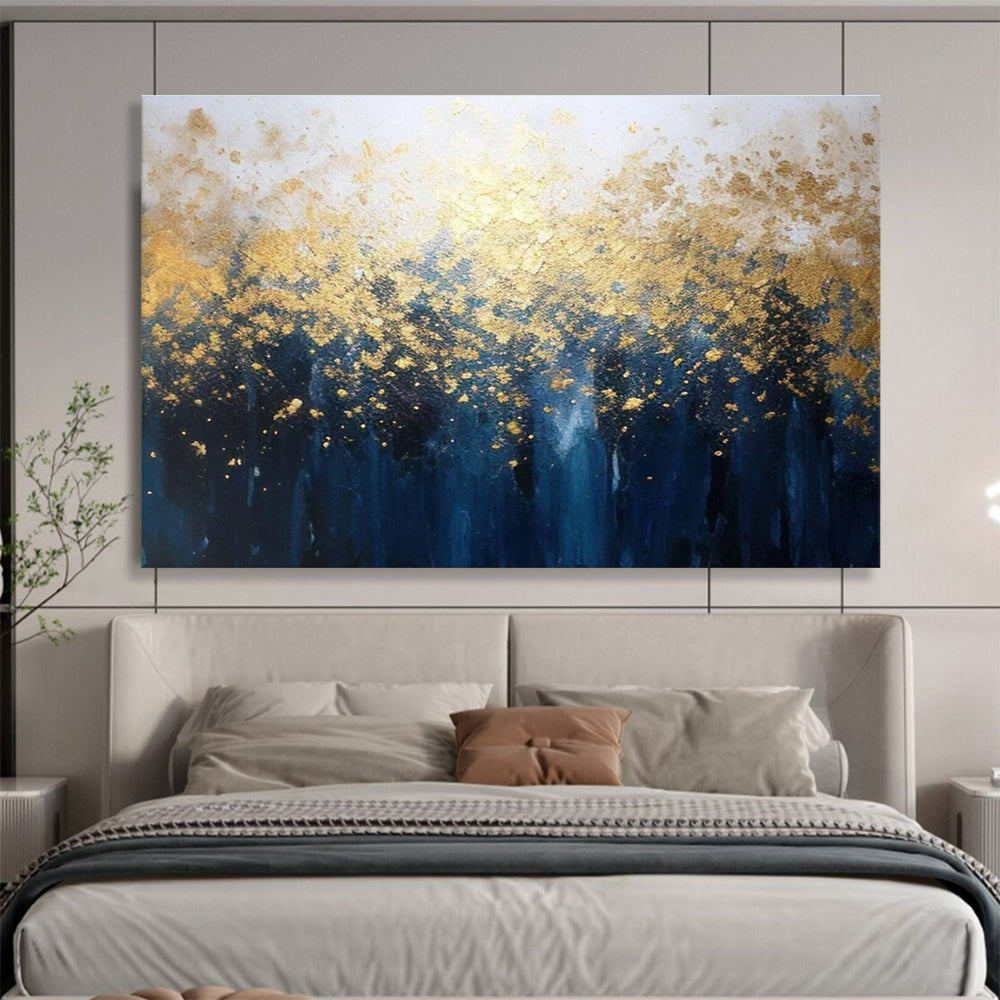Gold Blue Forest Abstract Painting THY047