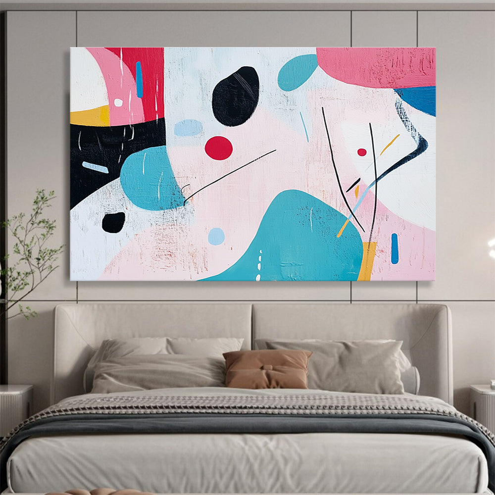 Playful Shapes Abstract Painting with Pastel and Bold Colors DYP346