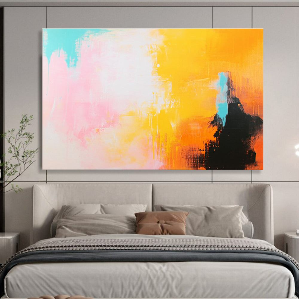 Vibrant Color Mix Abstract Painting with Pink Yellow and Blue DYP413