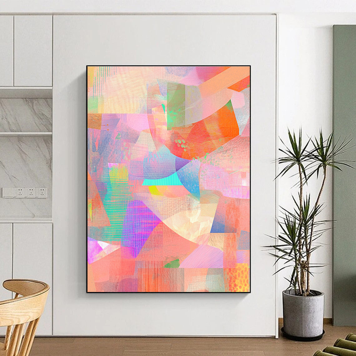 Abstract artwork in pastel colors featuring intricate textures and patterns with feminine hues and a soft pink palette for a vibrant aesthetic.STSC477