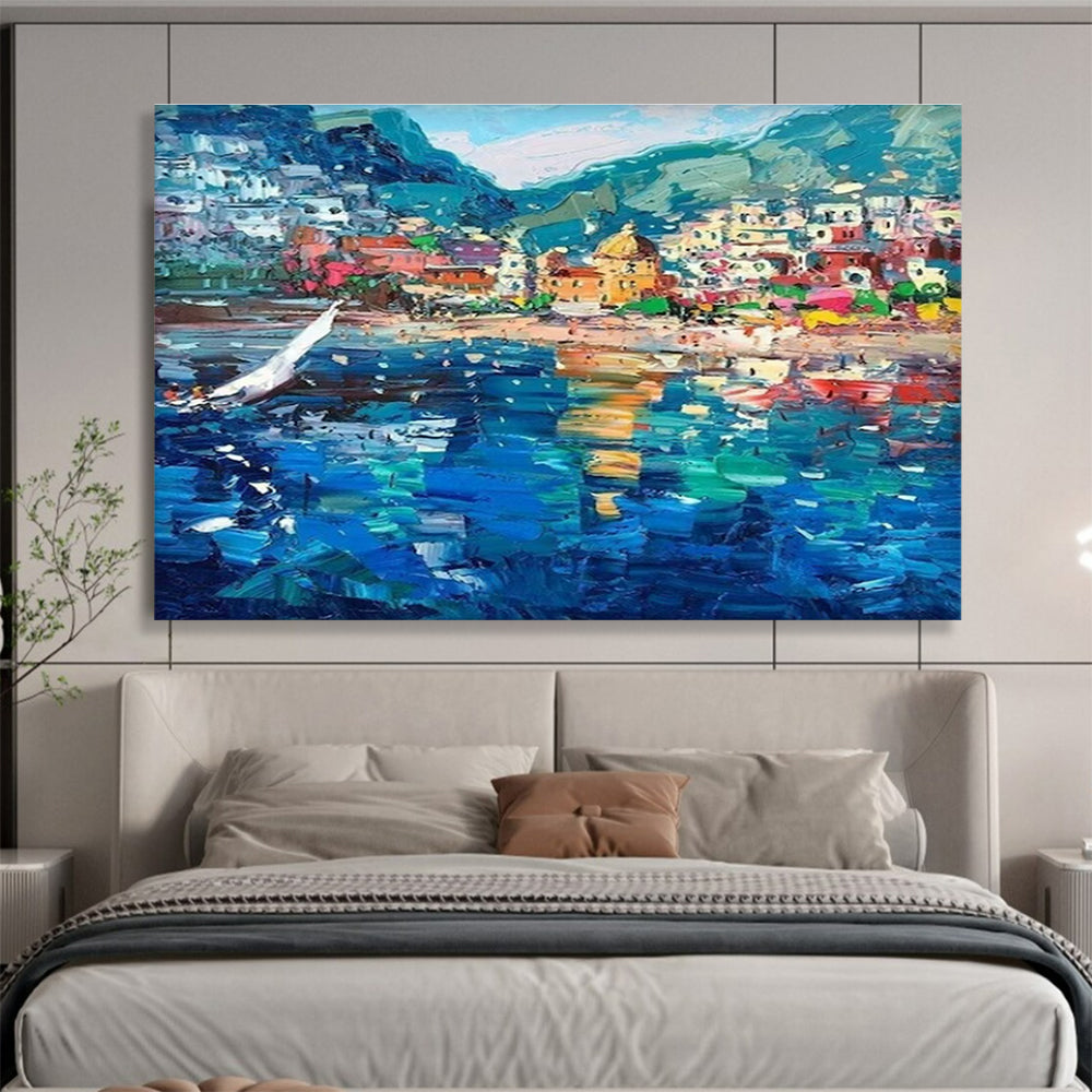 Amalfi Coast Harbor Abstract Painting THY426