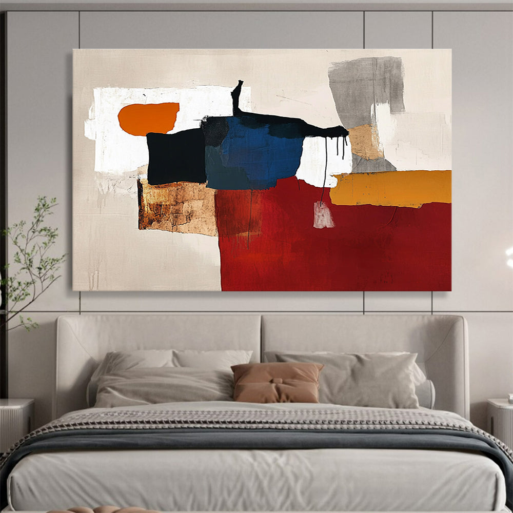 Mixed Color Block Abstract Painting with Eclectic Shapes DYP487