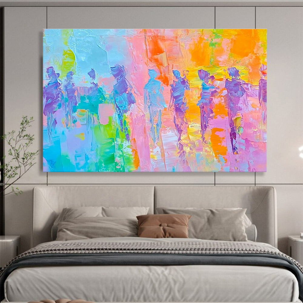 Colorful Figure Abstract Painting with Vibrant Background DYP318