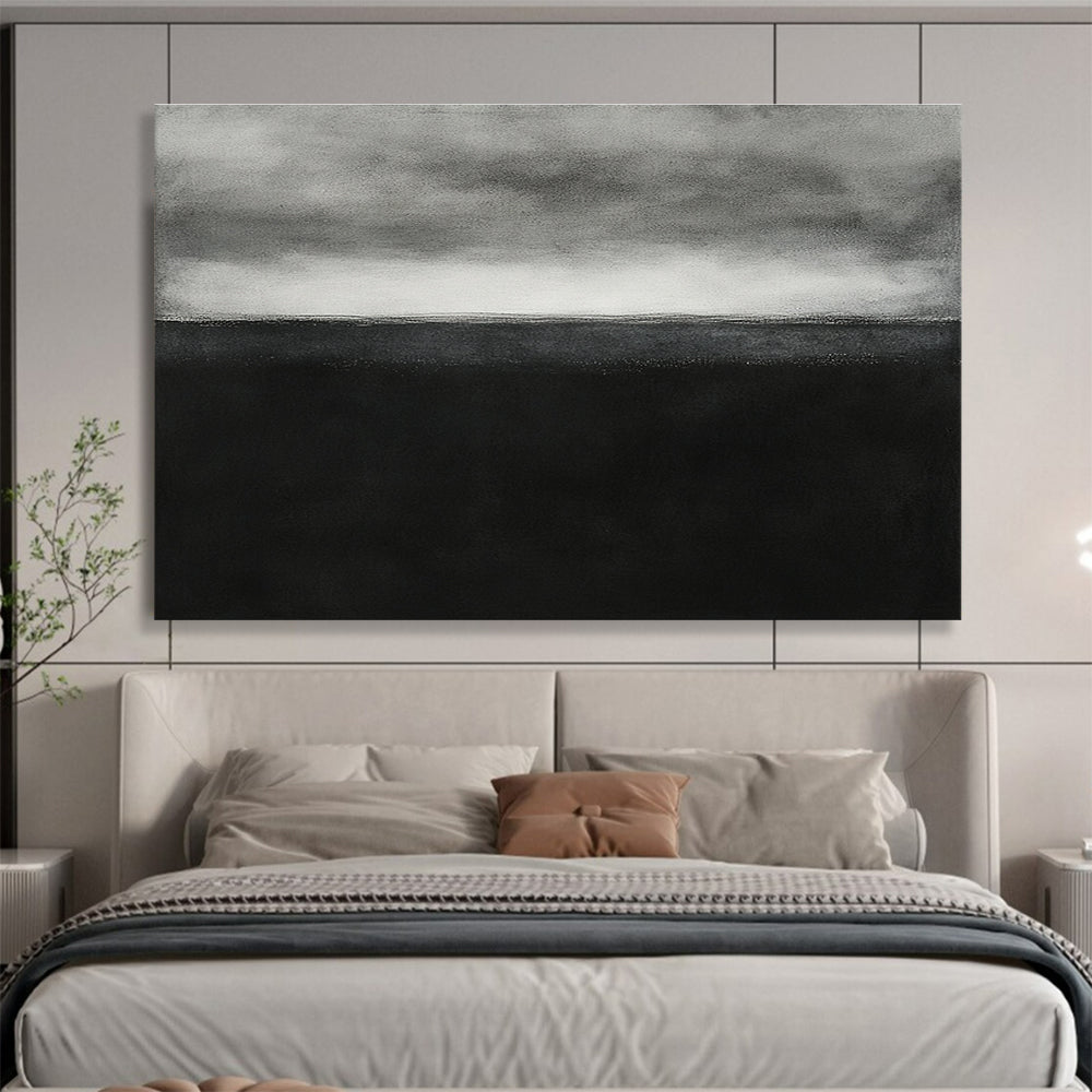 Black and White Sea Horizon Abstract Painting DYP093