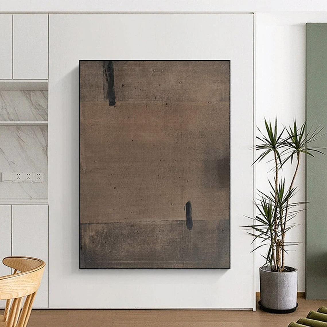 Simple Brown Abstract Painting with Understated Charm ADGE516