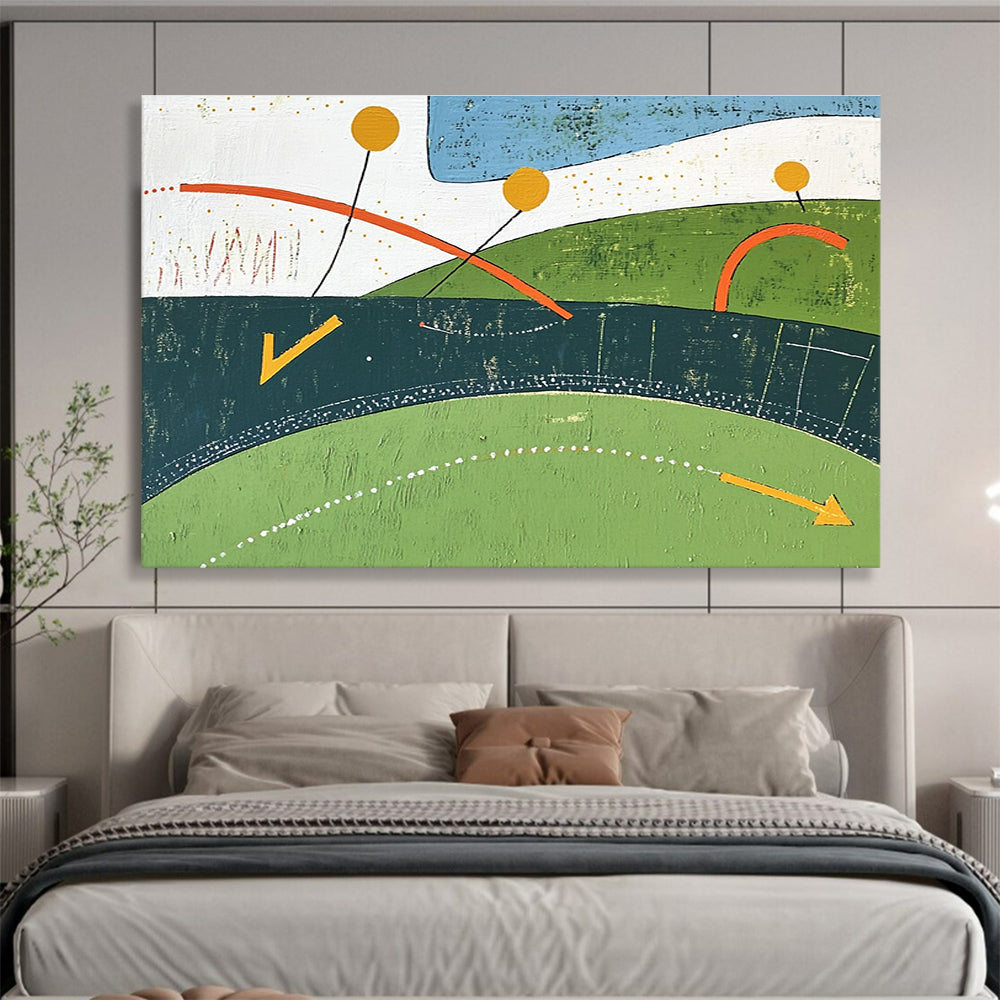 Colorful Geometric Landscape Abstract Painting with Playful Shapes DYP317