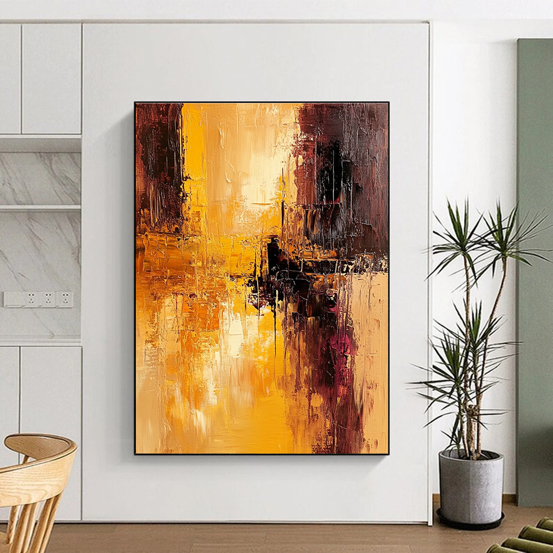 Warm Tone Textured Abstract Painting with Rich Layers GER765