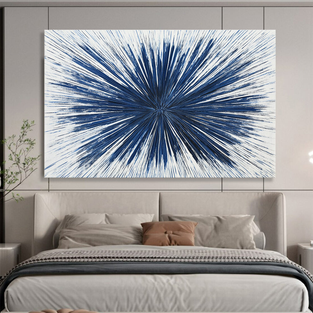 Blue White Radial - Burst Abstract Painting DYP022