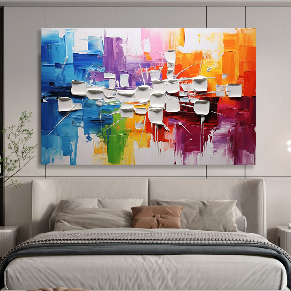 Color - Blocked 3D Abstract Painting with Vivid and White Elements THY297