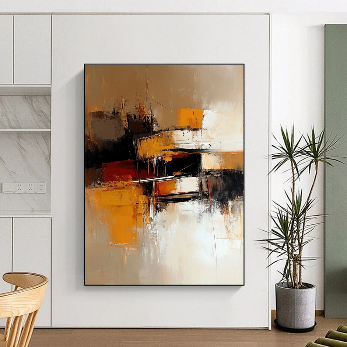 Warm - Toned Abstract Painting with Industrial Vibes GER578