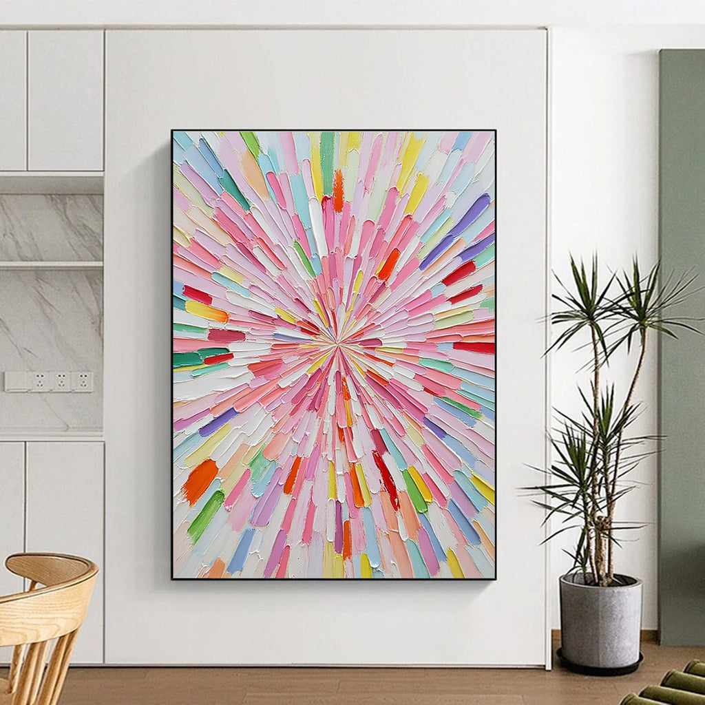 Colorful Radiant Abstract Painting with Vibrant Burst GER124