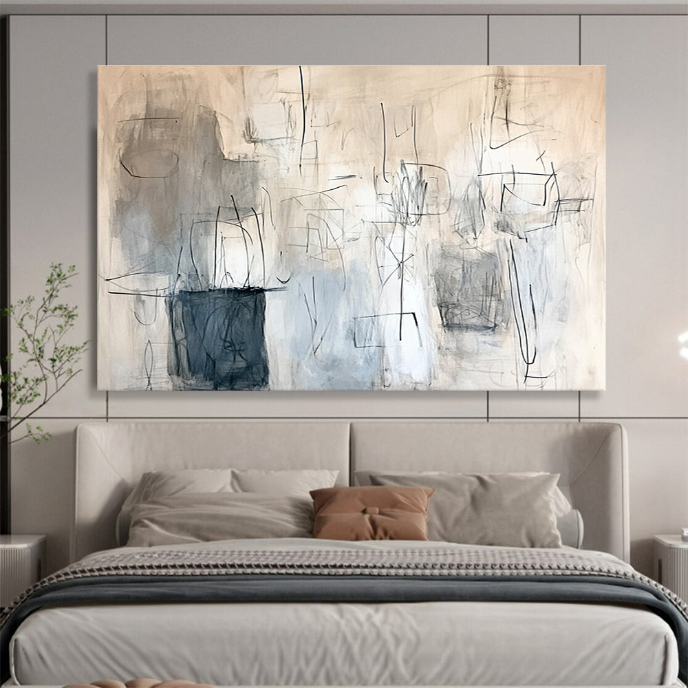 Linear Abstract Composition Painting with Gray Tones DYP548