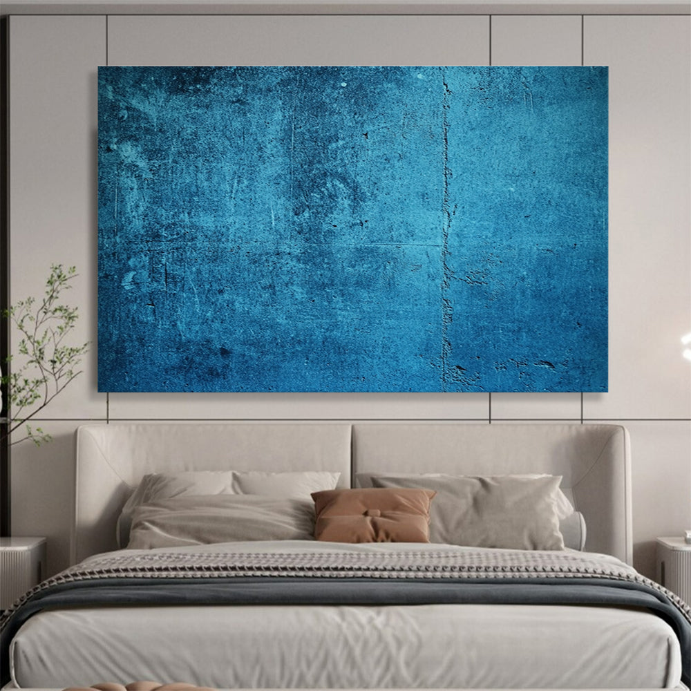 Blue Textured Background Abstract Painting with Distressed Look DYP573