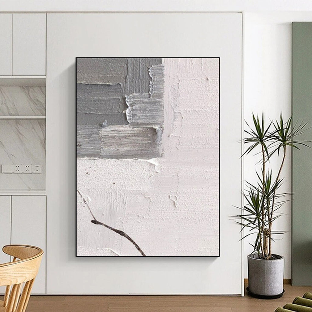 Gray and White Textured Abstract Corner Painting ADGE361