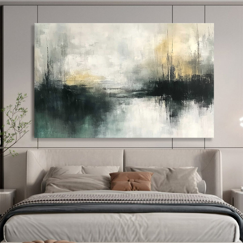 Muted Landscape Abstract Painting with Gray and Beige Tones DYP355