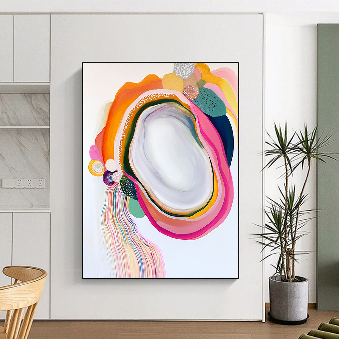 Colorful Agate - Inspired Abstract Painting with Playful Shapes GER587