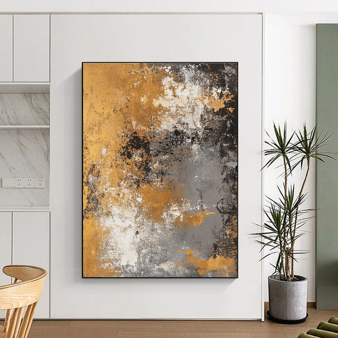Gold - Flecked Abstract with Gray, White, and Gold GER319