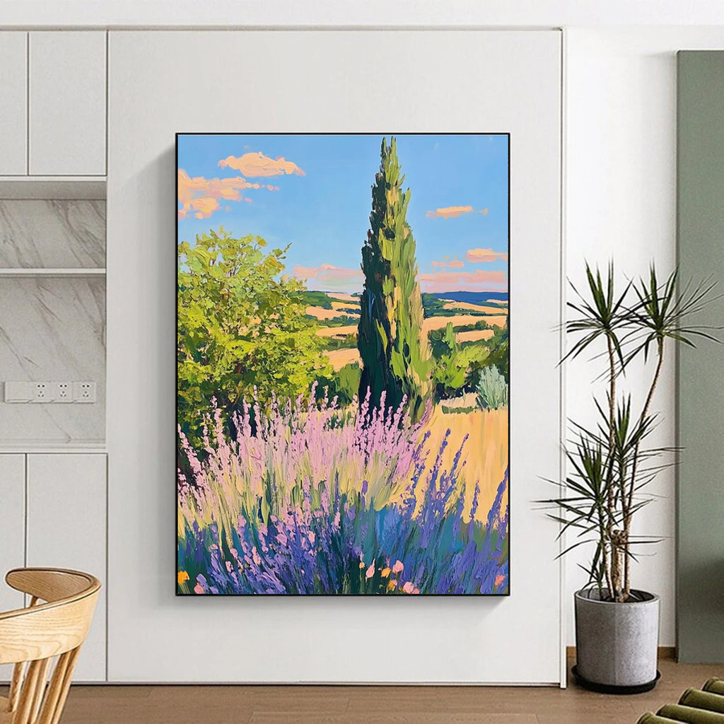 Scenic Landscape with Lavender Painting in Bright Colors ADGE436