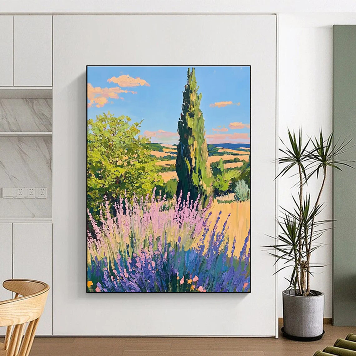 Scenic Landscape with Lavender Painting in Bright Colors ADGE436