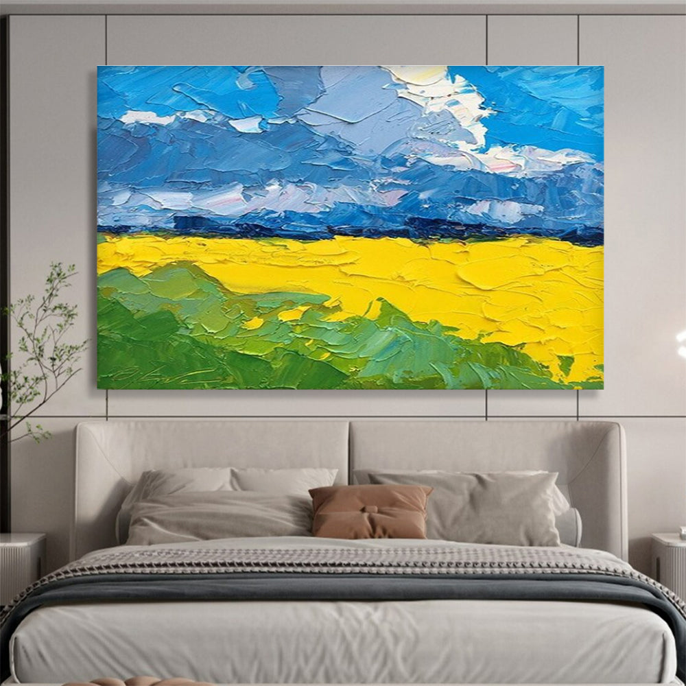 Yellow Green Blue Sky Landscape Abstract Painting THY480