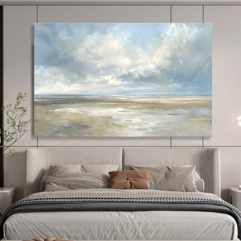 Blue and White Seaside Sky Abstract Painting DYP135