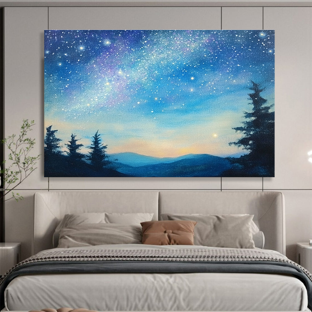 Starry Night Mountain - Celestial Landscape Abstract Painting DYP013