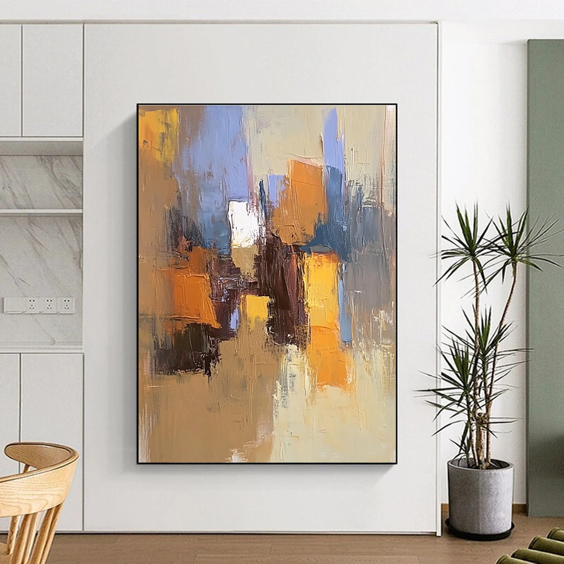 Colorful Block Abstract Painting with Layered Hues GER792