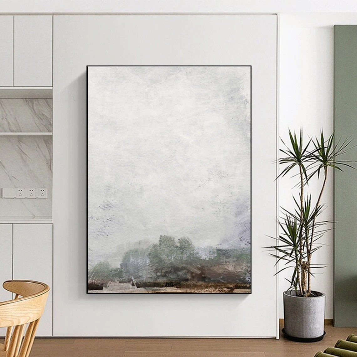 Misty Gray Landscape Abstract Painting ADGE222