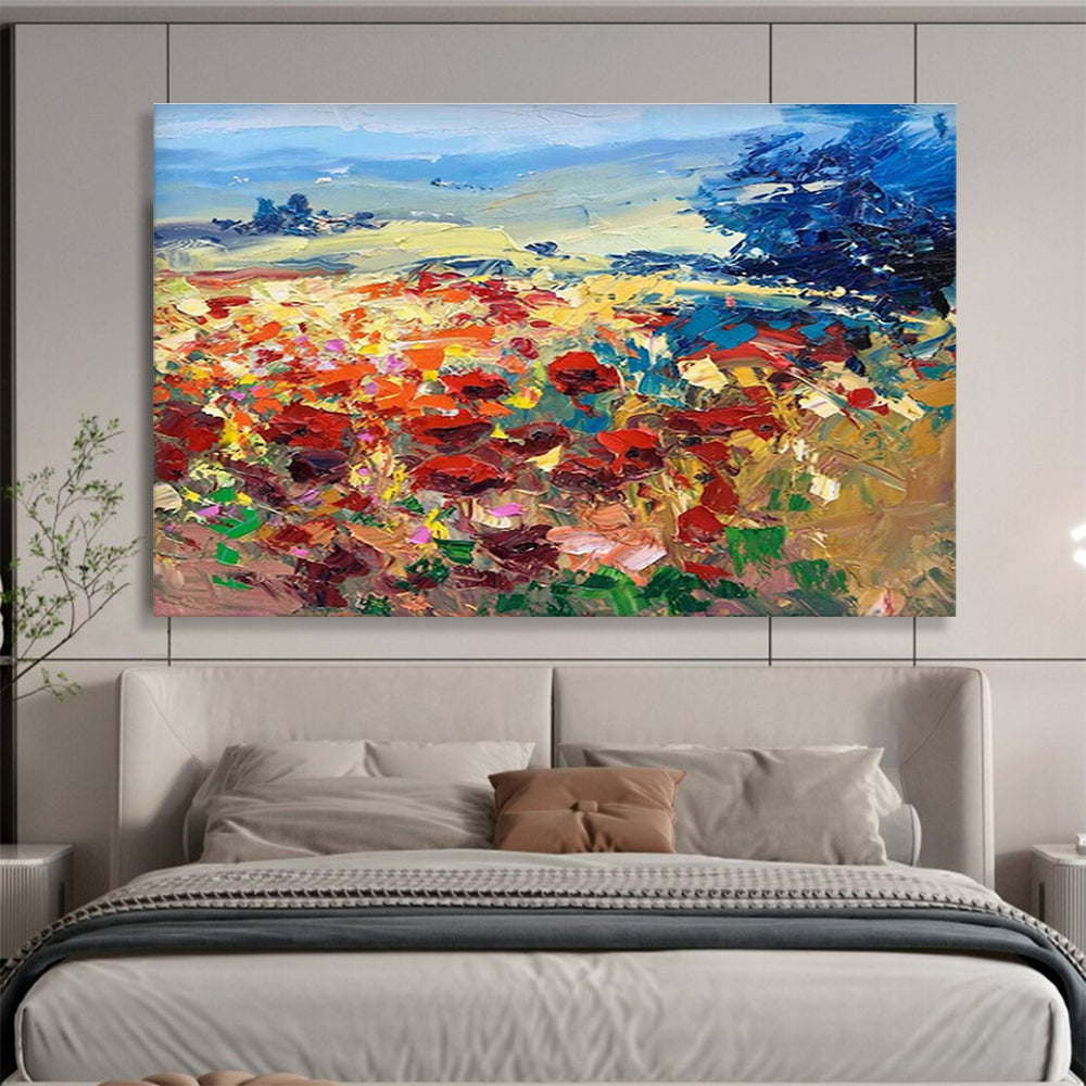 Colorful Poppy Field Abstract Painting THY475
