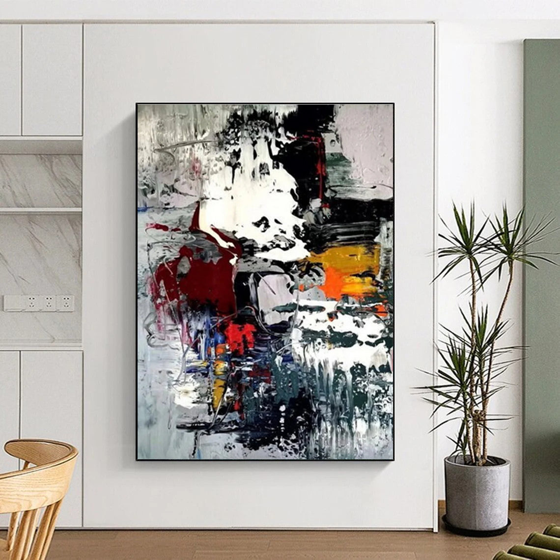 Colorful Dynamic Abstract Painting with Energetic Brushstrokes ADGE391