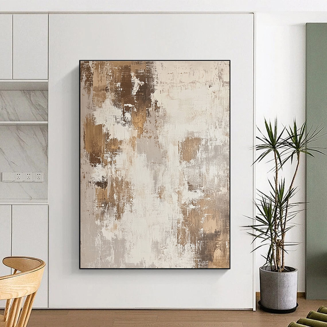 Beige and Brown Textured Abstract Painting with Earthy Vibes GER126