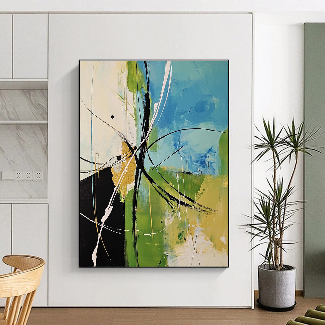 Colorful Line Abstract Painting with Energetic Strokes GER619