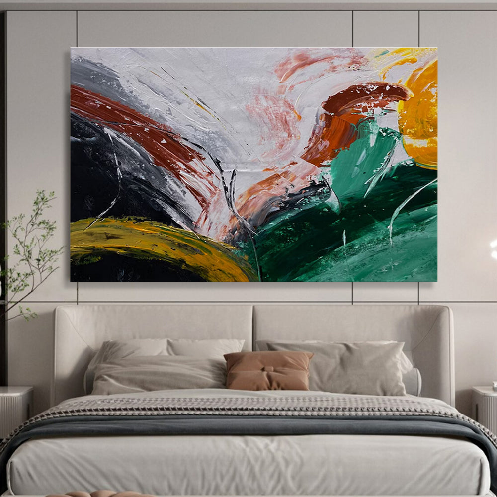 Colorful Swirl Abstract Painting with Dynamic Brushstrokes THY354