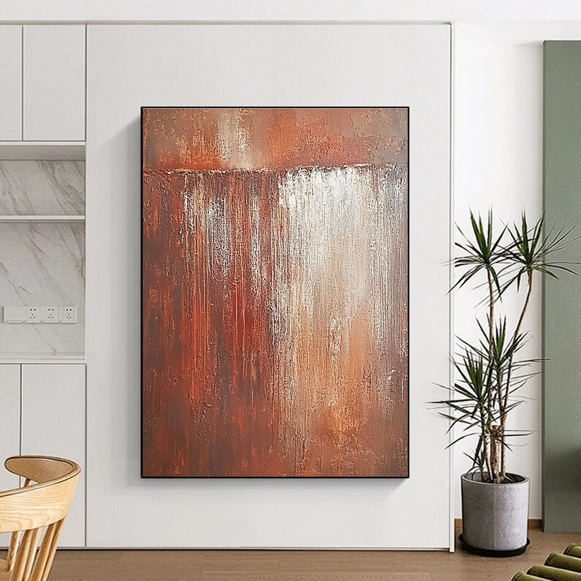 Rust - Colored Abstract Painting with Textured Patina GER137