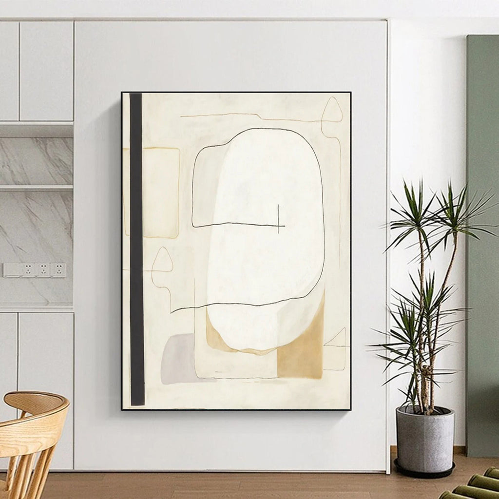 Beige Grey Minimalist Abstract Painting ADGE025