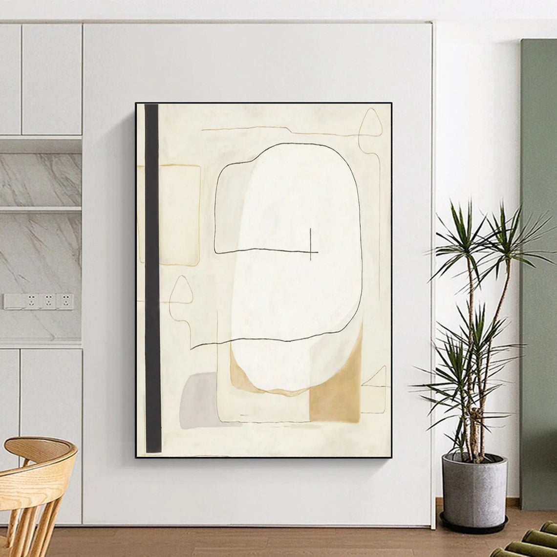 Beige Grey Minimalist Abstract Painting ADGE025