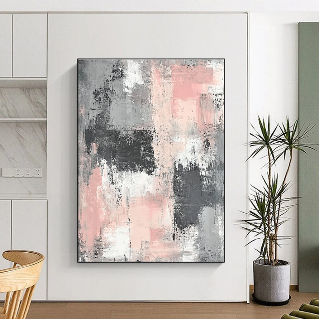 Gray Pink Abstract Textures Painting GER860