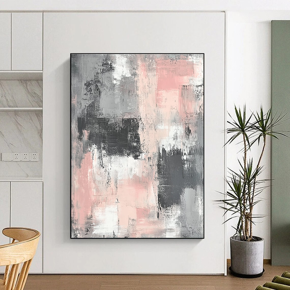 Gray Pink Abstract Textures Painting GER860